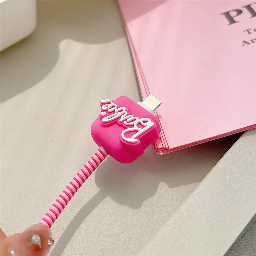Iphone Charger Case Cover - Barbie - 4 Piece Set (With Wire Protector)