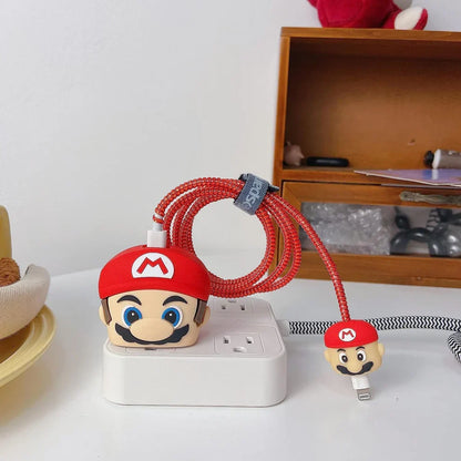 Iphone Charger Case Cover - Super Mario - 4 Piece Set (With Wire Protector)