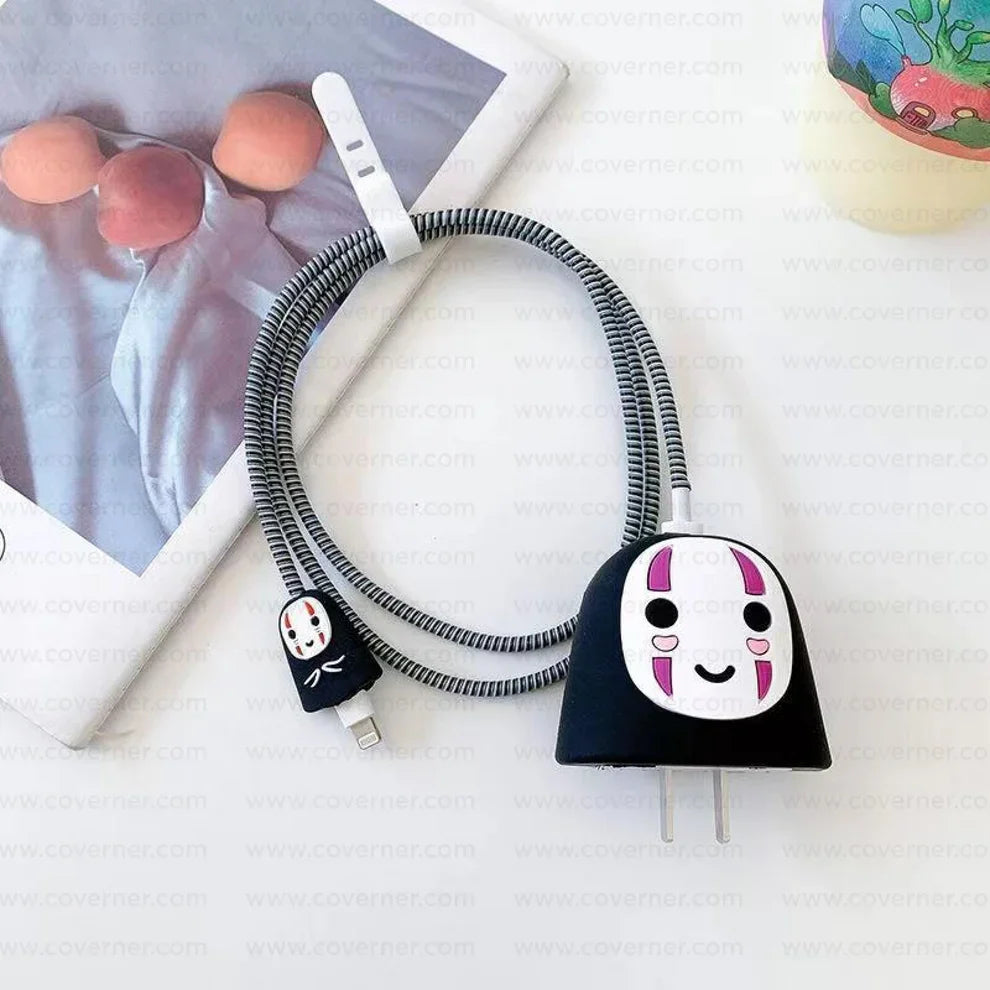 Iphone Charger Case Cover - Good Ghost - 4 Piece Set (With Wire Protector)