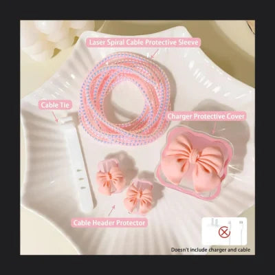 Peach Bow Charger Protector