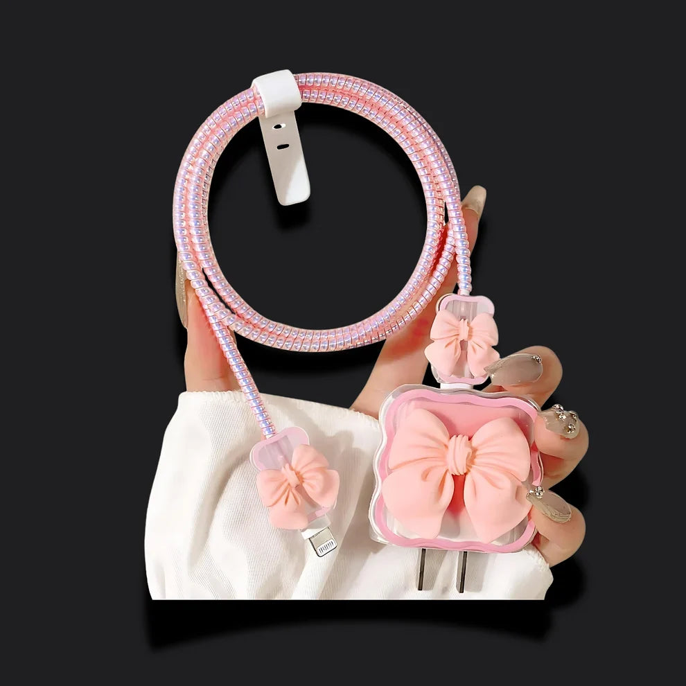 Peach Bow Charger Protector